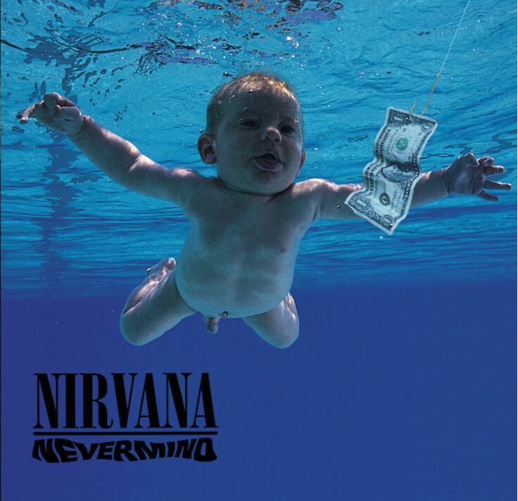 ニルヴァーナ『Nevermind』アルバムジャケット - 水中の赤ちゃんがドル札を追う (高解像度版)